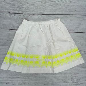 Crewcuts Girls Skirt White Green Embroidered Pattern Drawstring Size 14